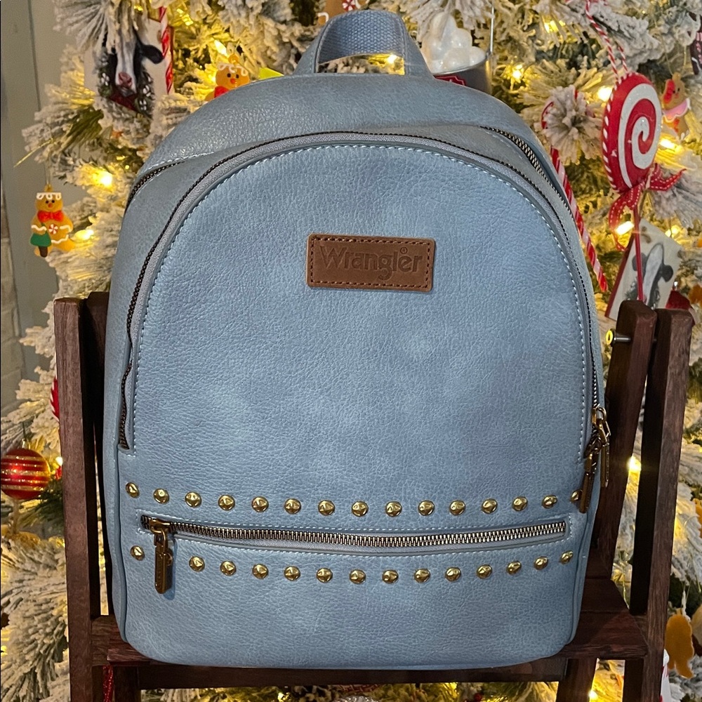 Wrangler Sky Blue Backpack with Gold Studs